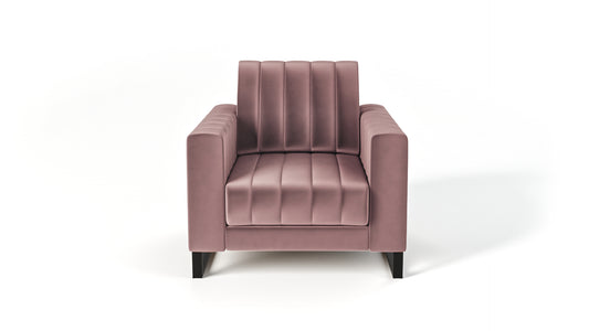 Fotel LOFT velvet czarne nogi pudrowy róż