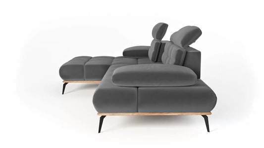 Narożnik Magnum ciemnoszary lewy welur ruchome oparcie