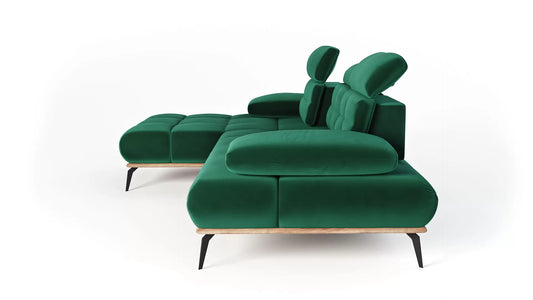 Narożnik Magnum zielony lewy welur ruchome oparcie