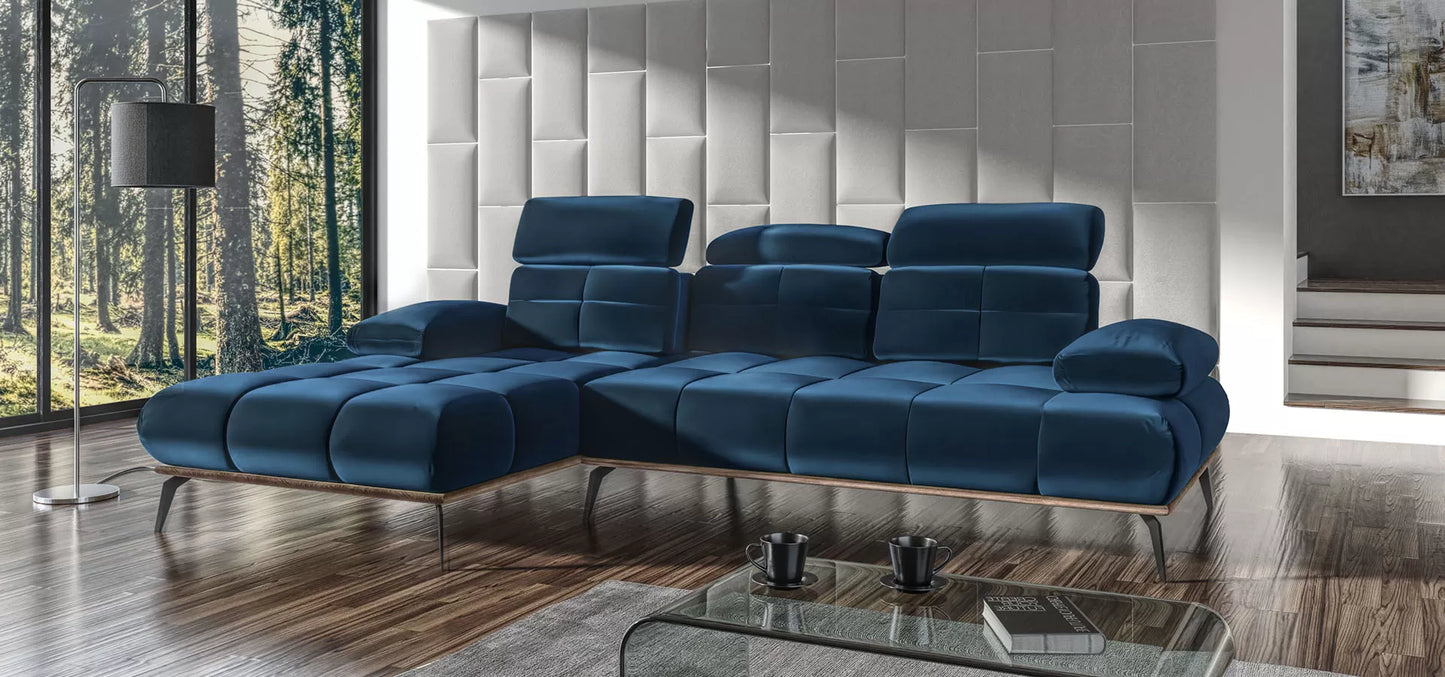 Narożnik Magnum granatowa lewy welur ruchome oparcie