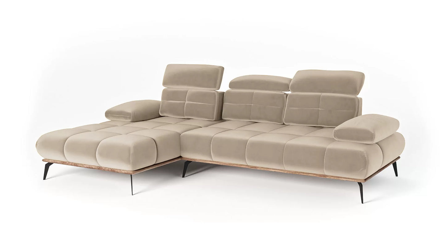 Narożnik Magnum beżowy welur ruchome oparcie lewy