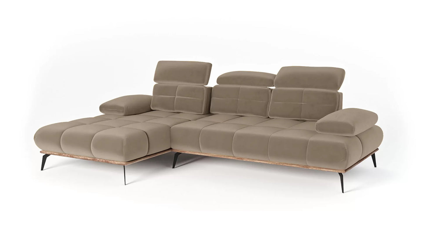 Narożnik Magnum lewy beżowy ciemny welur ruchome oparcie