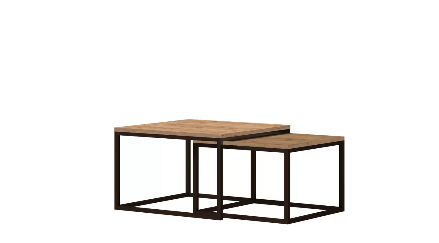 Stoliki kawowe Duo dąb craft metalowe nogi