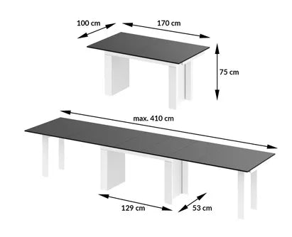 Stół Magro 170-410cm dąb artisan czarny