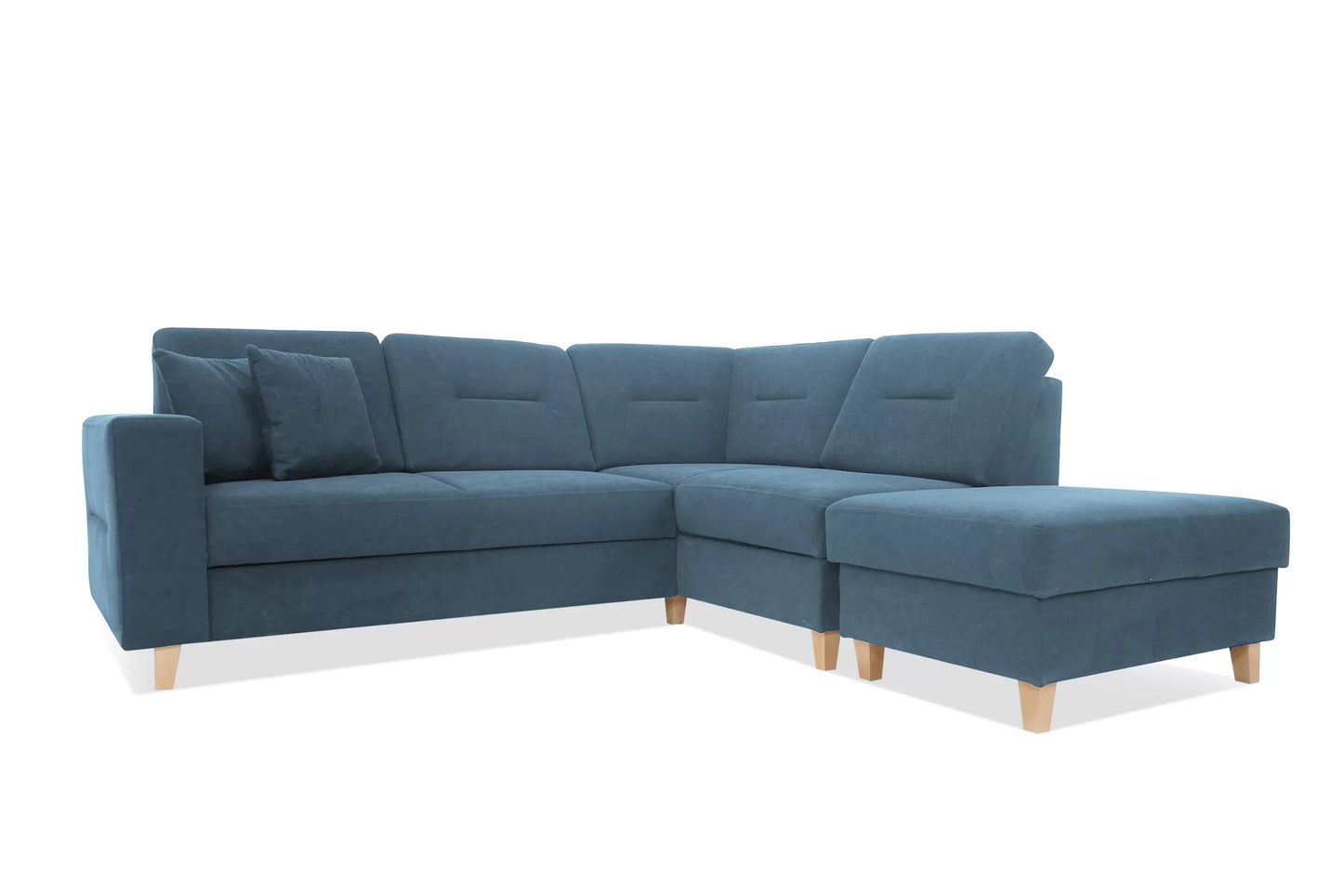 Narożnik Safiro rozkładany z pufą błękitny