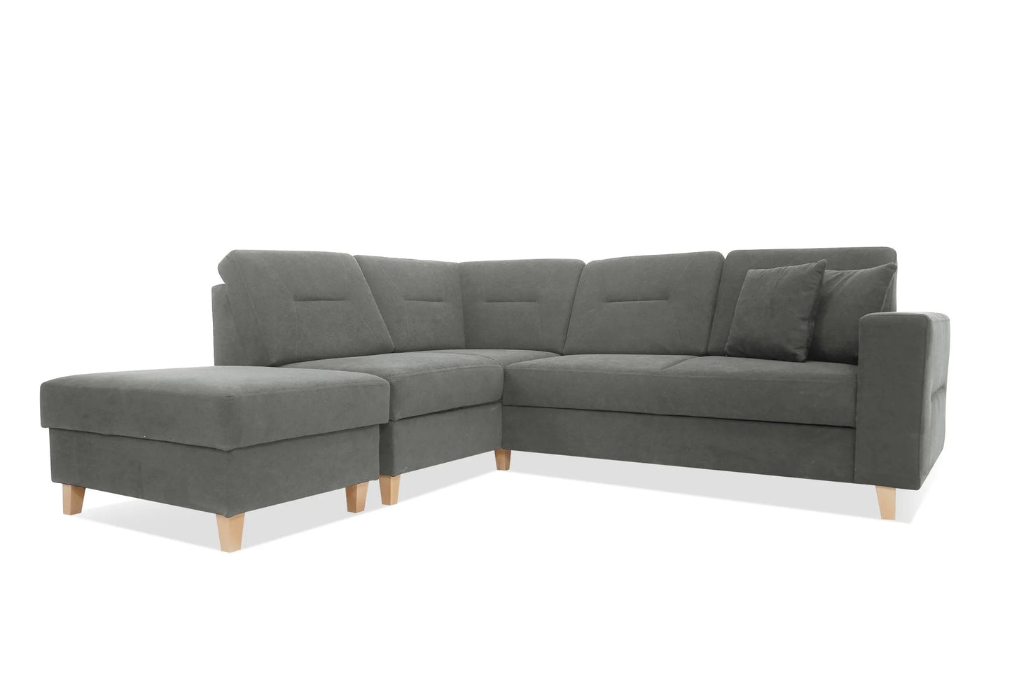 Narożnik Safiro rozkładany z pufą szary lewy