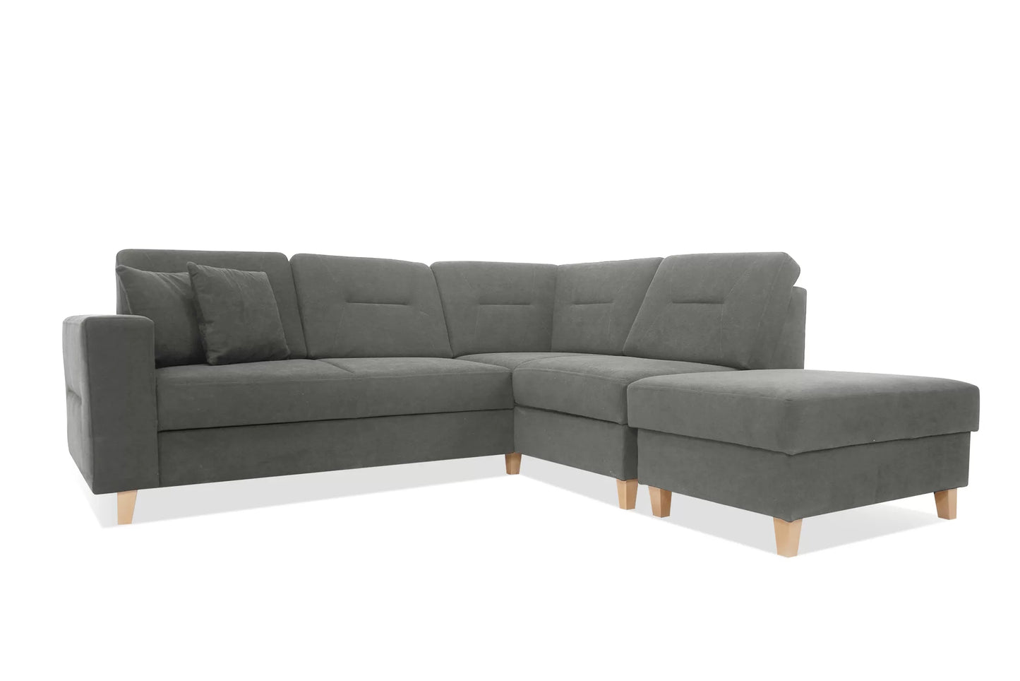 Narożnik Safiro rozkładany z pufą szary