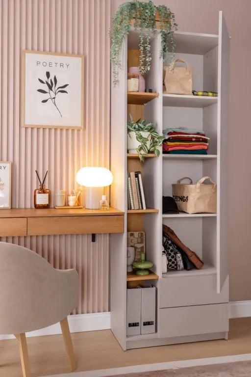 Szafa Fano jednodrzwiowa cashmere półki