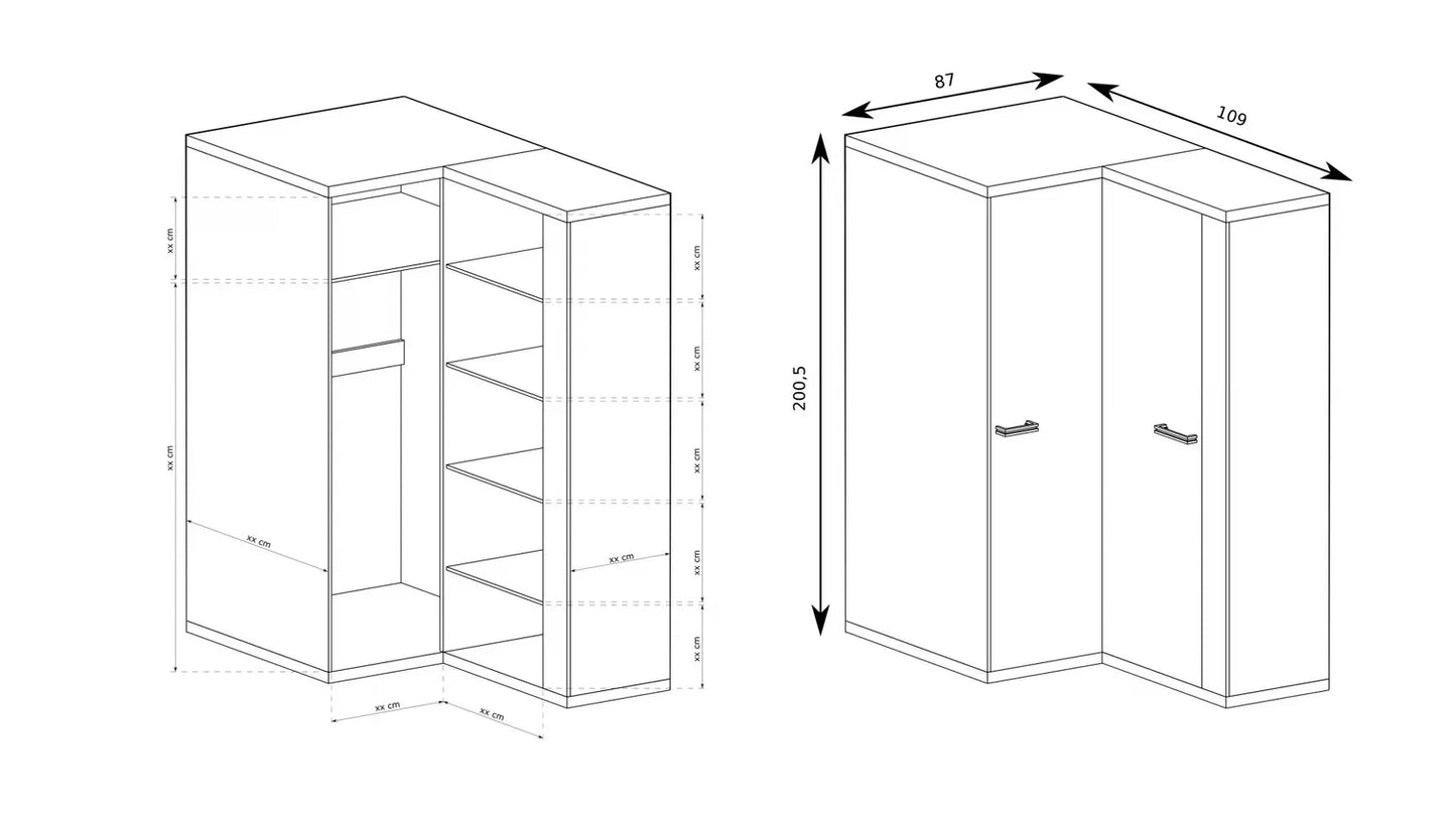 Szafa narożna Natural
