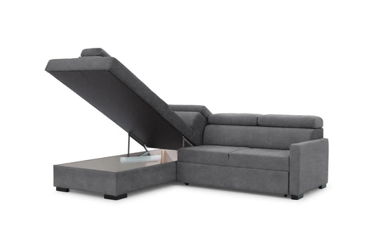 Narożnik Taremo z funkcją spania lewostronny szary