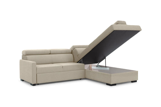 Narożnik Taremo z funkcją spania prawostronny beżowy