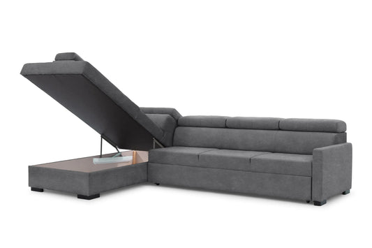 Narożnik Taremo Maxi lewostronny welur szary