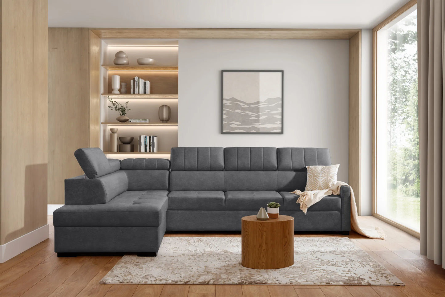 Narożnik Taremo Maxi lewostronny welur szary