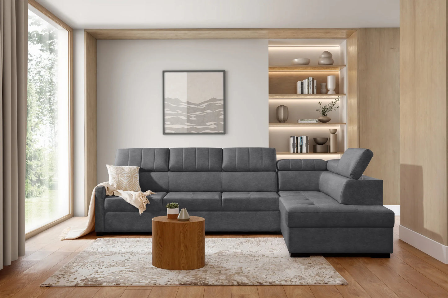 Narożnik Taremo Maxi prawostronny welur szary