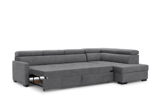 Narożnik Taremo Maxi prawostronny welur szary