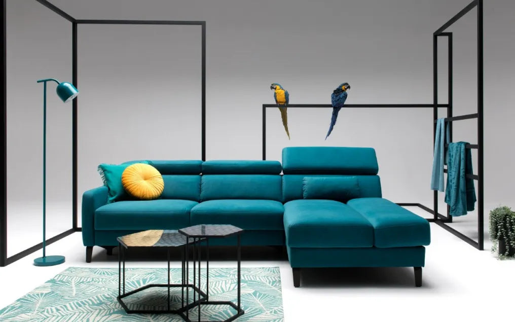 Narożnik Tulipano lewy turkus ruchome zagłówki bok