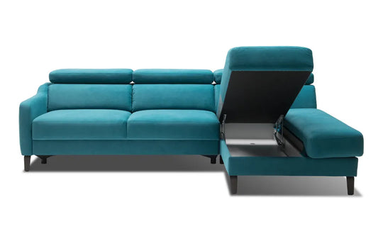 Narożnik Tulipano prawy turkus ruchome zagłówki bok