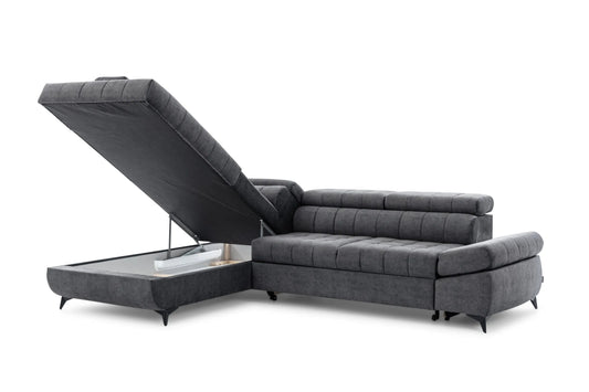 Narożnik Valoris grafit rozkładany nowoczesny lewy