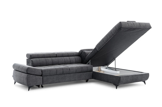 Narożnik Valoris grafit rozkładany nowoczesny prawy