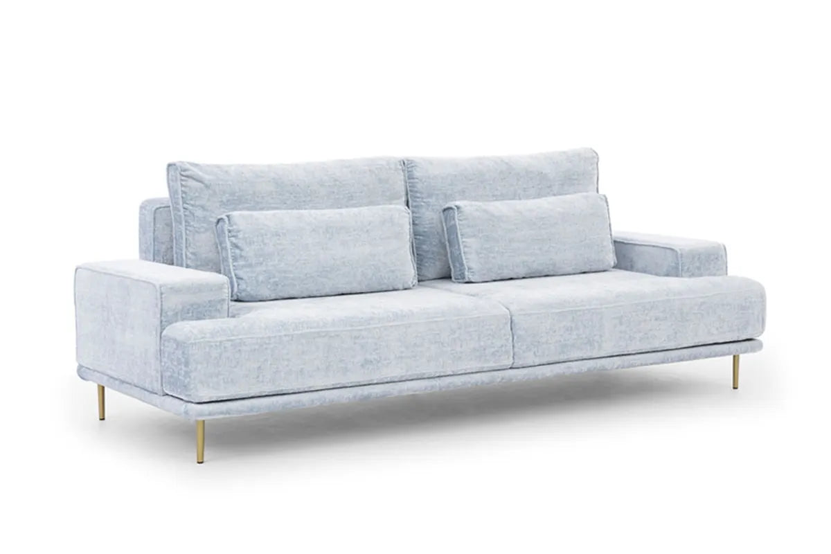 Sofa Nicole szenil błękitna złote nogi