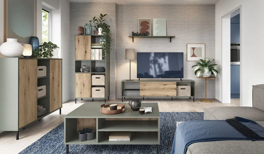 Komoda Pozzi szarozielona szuflady