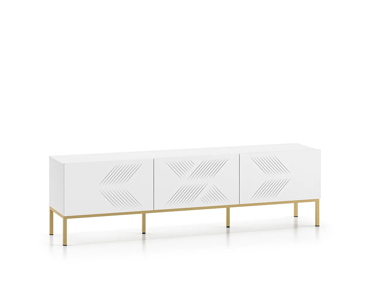 Szafka RTV Clearing biała metalowa złota podstawa