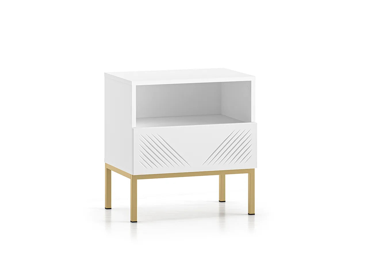 Szafka nocna Clearing biały mat podstawa złota