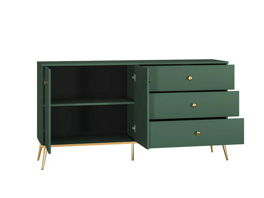 Komoda Forest zielona duża złote nóżki