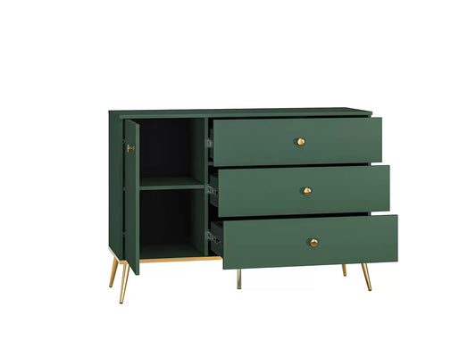 Komoda Forest zielona złote nóżki uchwyty