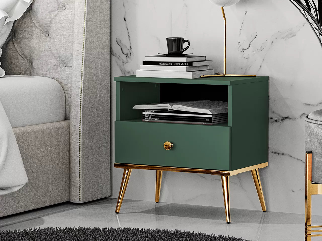 Szafka nocna Forest glamour zielona