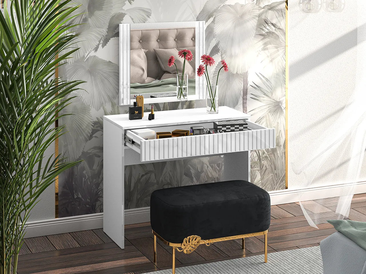 Toaletka Igna ryflowana nowoczesna biała