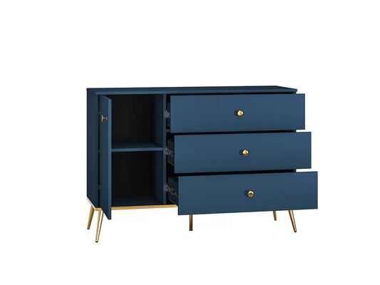 Komoda Marine granat złote nóżki uchwyty