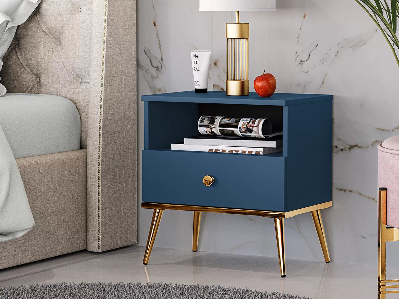 Szafka nocna Marine glamour granat