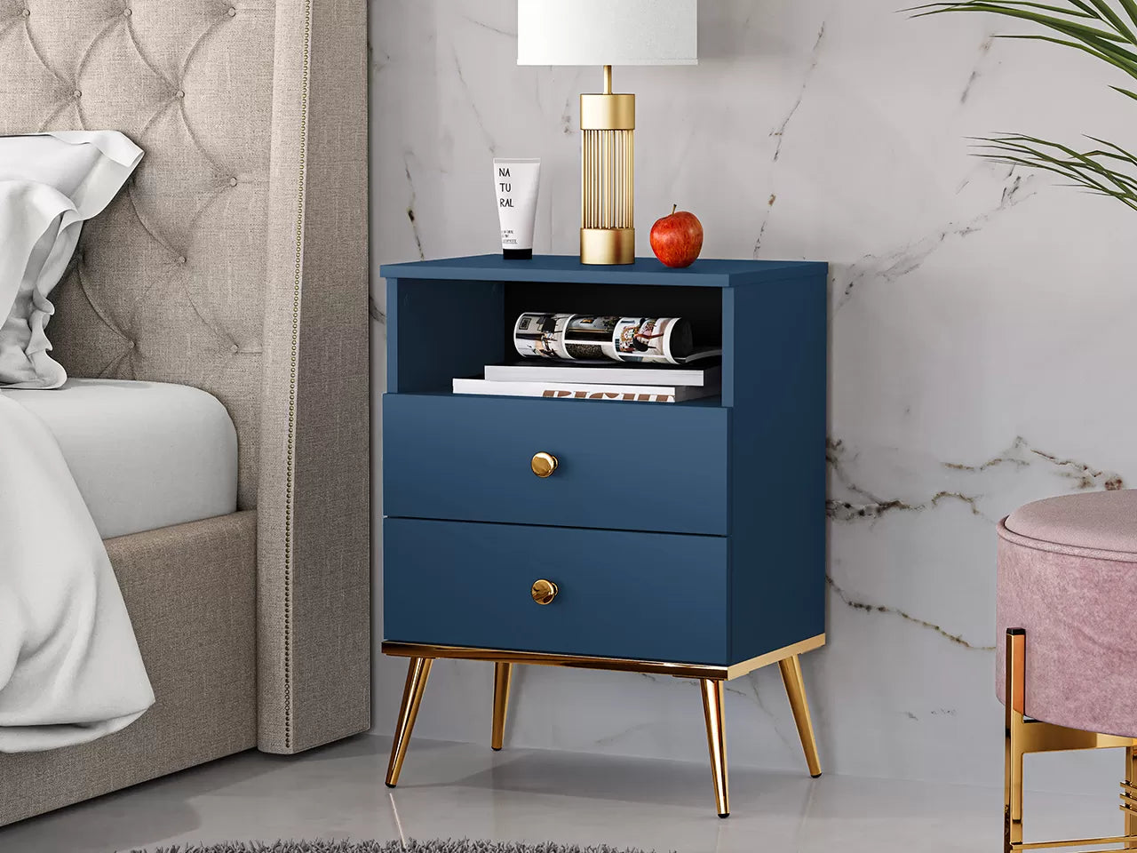 Szafka nocna Marine wysoka granat