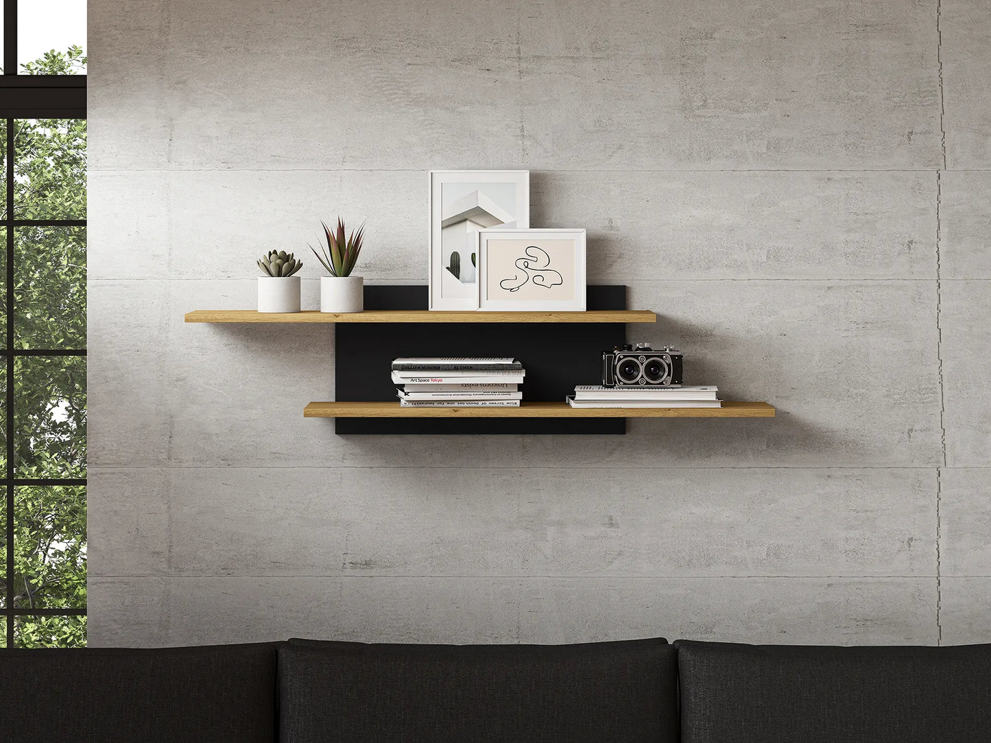 Półka Modesto dąb czerń