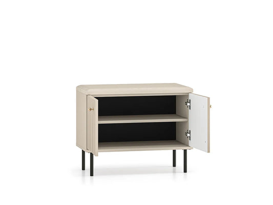 Szafka na buty Sophie z siedziskiem tapicerowanym kaszmir