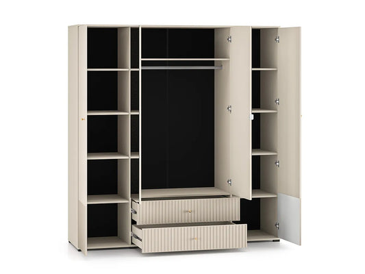 Szafa Sophie czterodrzwiowa nowoczesna kaszmir lustro