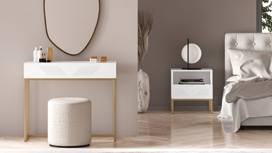 Toaletka Clearing biała szuflada złota podstawa