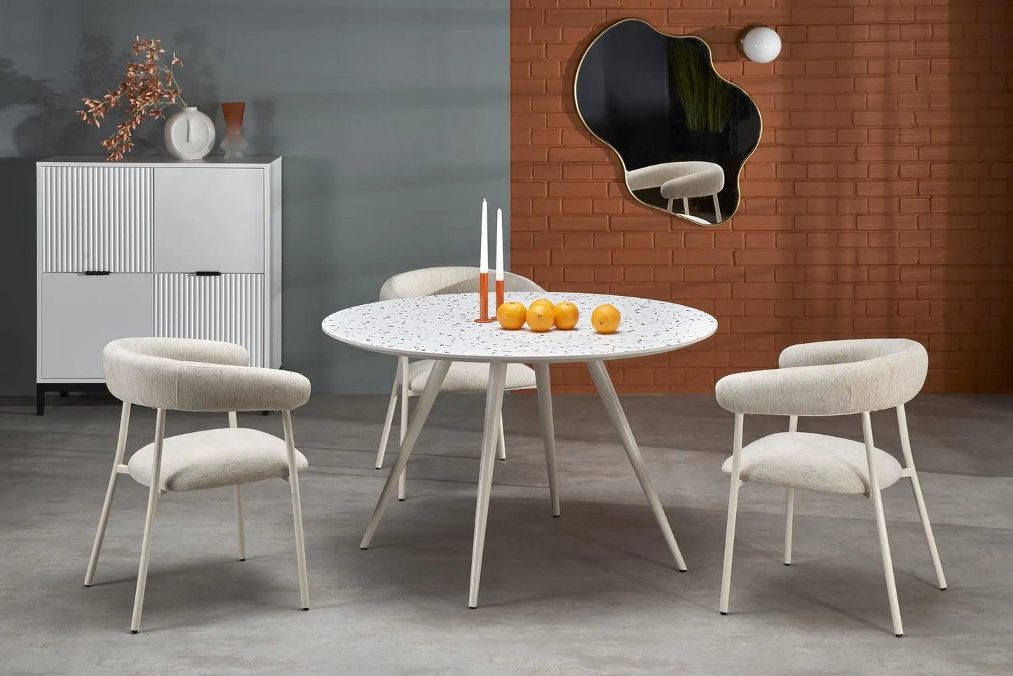 Krzesło Odin beżowe nowoczesne półokrągłe