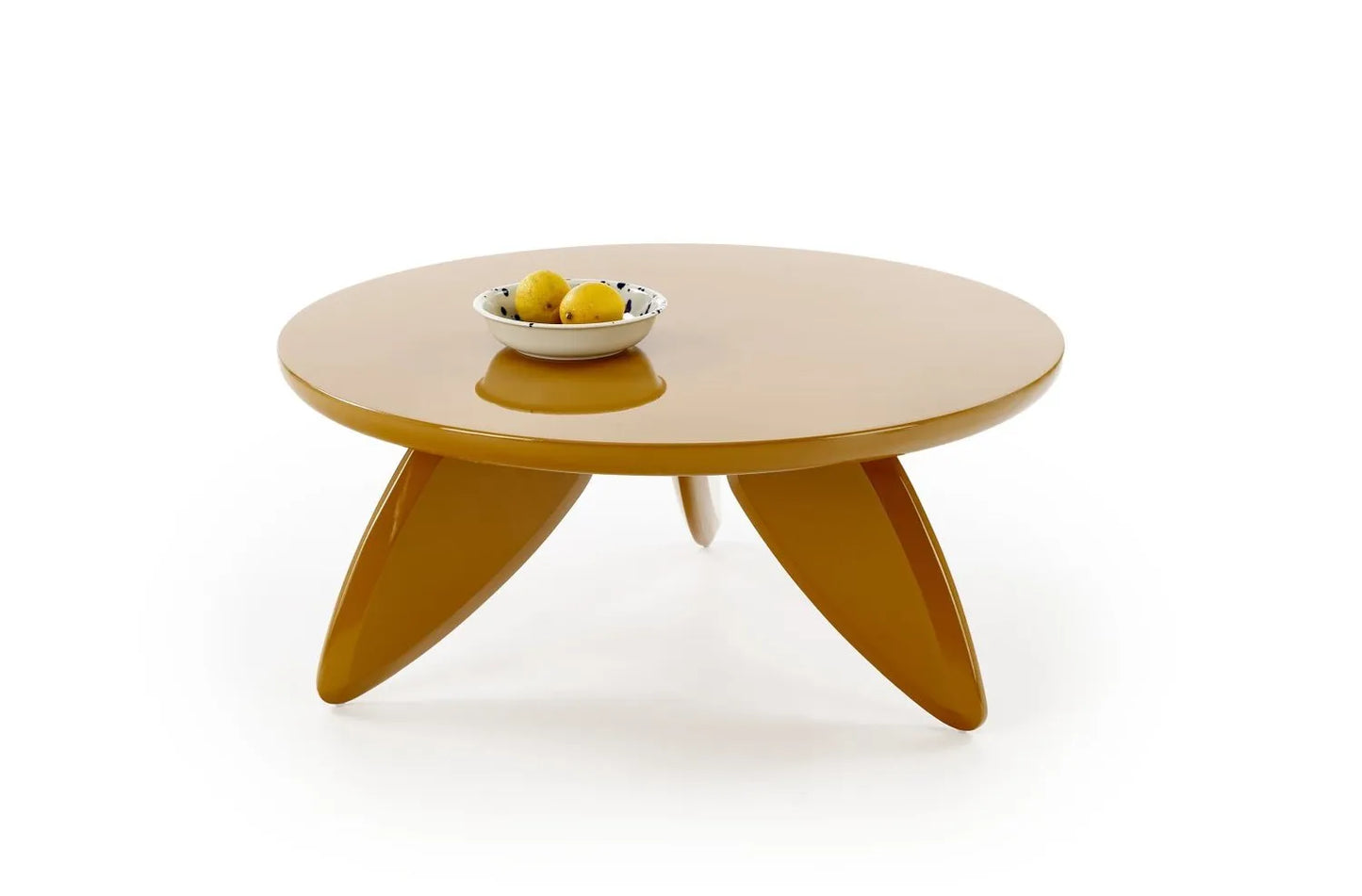 Stolik kawowy Soraya 2 musztardowy okrągły