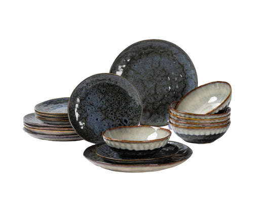Ceramiczna linia OMBRES serwis 18 el GRANAT SZARY OMBRES line dinner set 18 pcs NAVY GREY