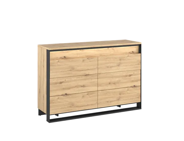 Komoda Quant z oświetleniem dąb artisan czarny