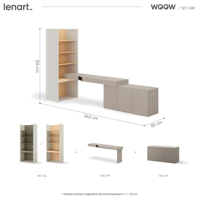 Zestaw mebli WOOW SET-08P (WO-11P,04,07 vincenza bielona)