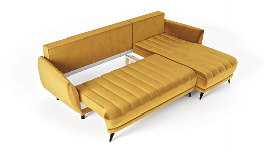 Narożnik Roy prawy musztardowy metalowe nóżki