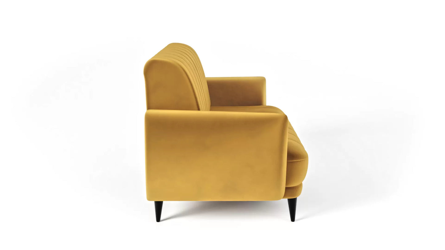 Sofa Roy velvet pikowana musztardowa