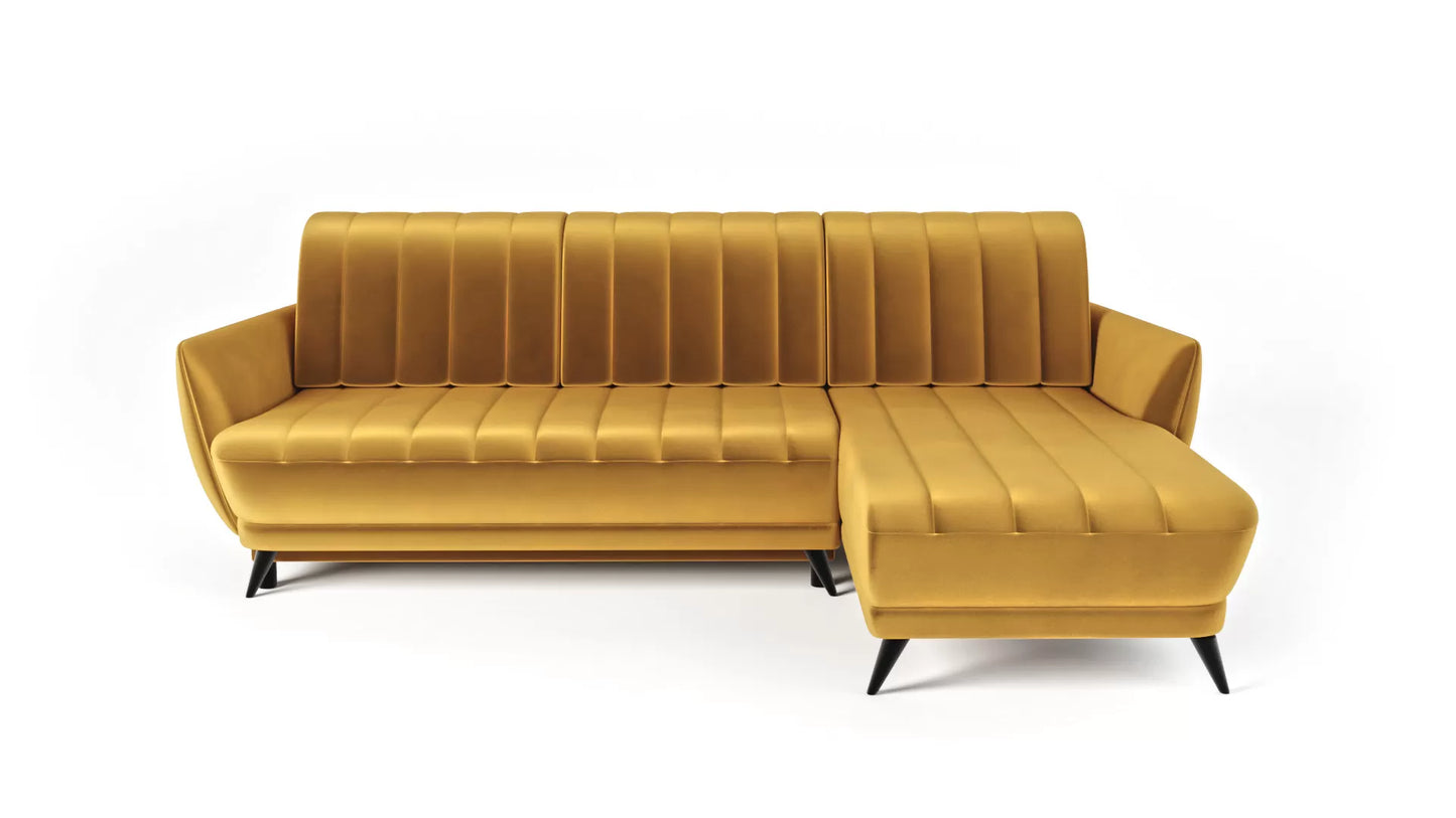 Narożnik Roy prawy musztardowy metalowe nóżki