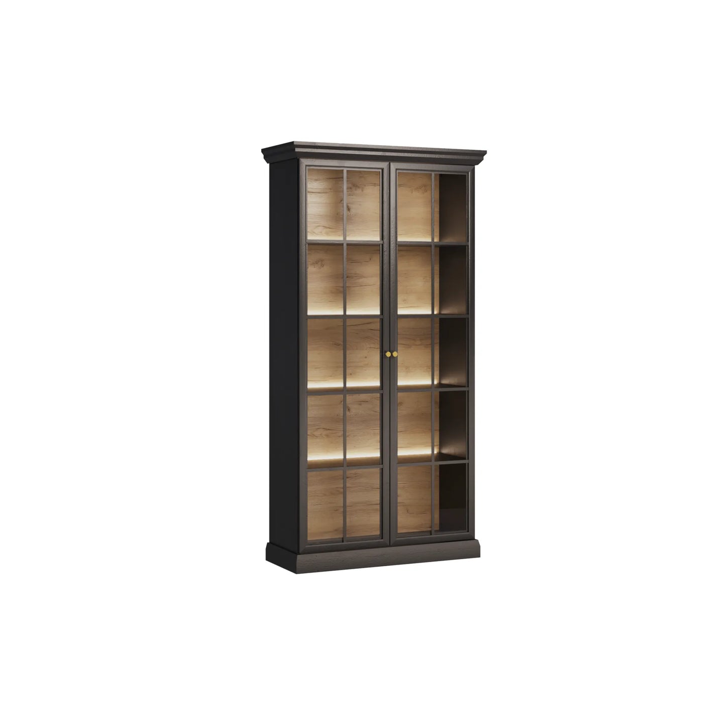 Witryna Lucca Black oświetlenie oszklone