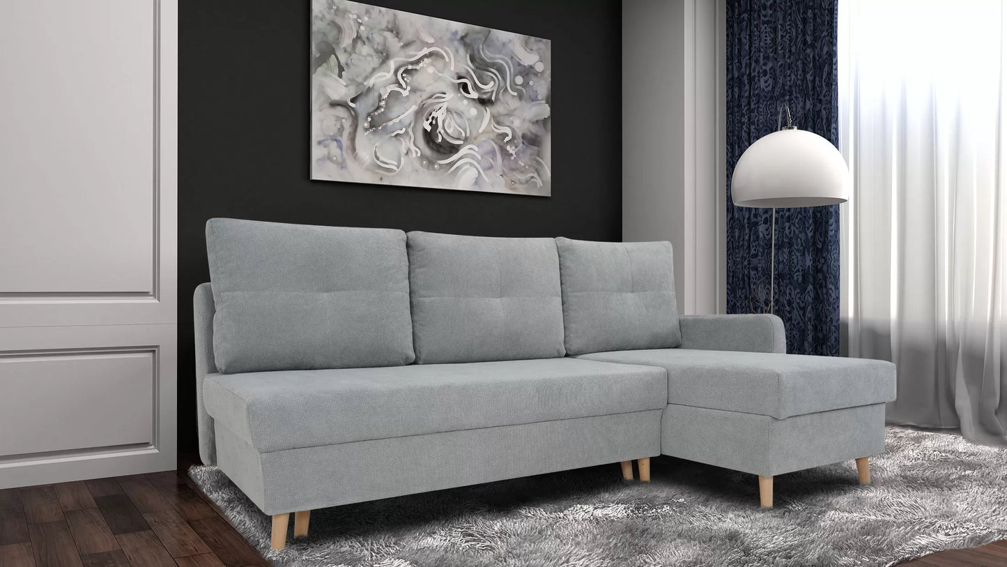 Narożnik Ethan lewy rozkładany szary