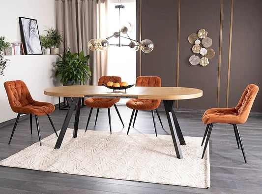 Stół Elliot rozkładany owalny dąb czarne nogi