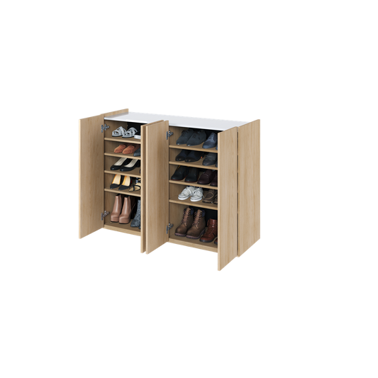 EASY EA-02 - komoda 4d z oświetleniem - dąb scandi/biały połysk